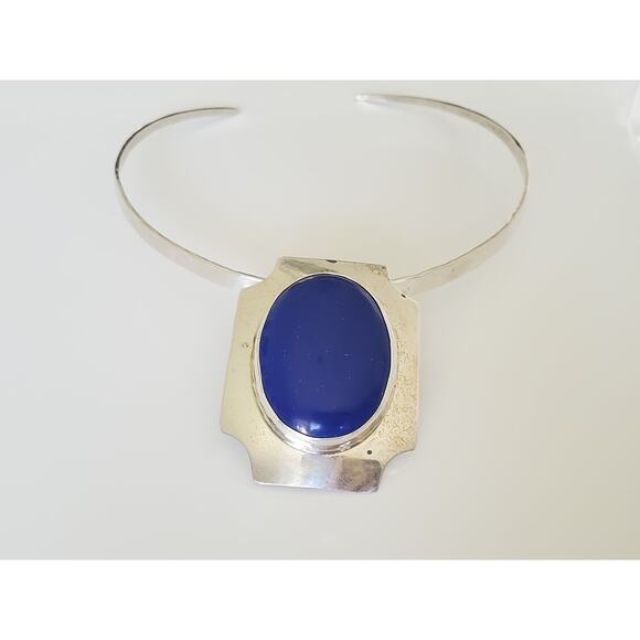Vintage Mathews Sterling Silver Navajo Lapis Pendant - Picture 1 of 9